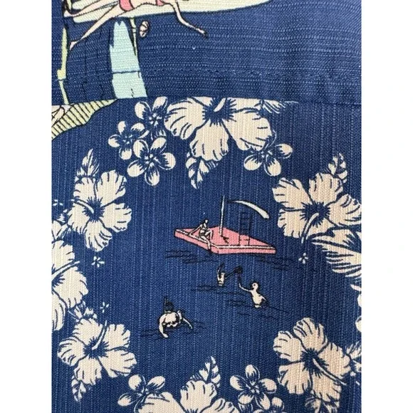 Tommy Bahama Men XXL Hawaiian Shirt Vintage Beach Scenes Retro Surf‎ 100% Silk